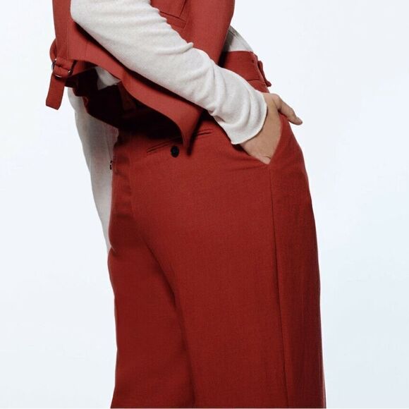 Zara Full Length Pants Linen Blend New - Picture 6 of 6